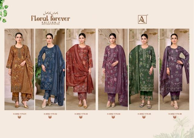 Alok suit floral forever-3 aari work dress materials wholesale